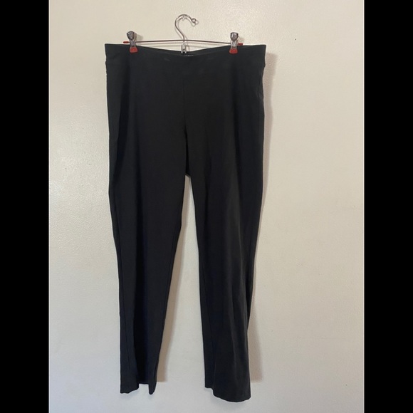 Eileen Fisher Black Slim Ankle Pull-On Pants | Organic Cotton Blend | Size Large - Picture 1 of 7